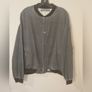 Vision Street Wear Black and White Bomber Jacket XL FLAWED